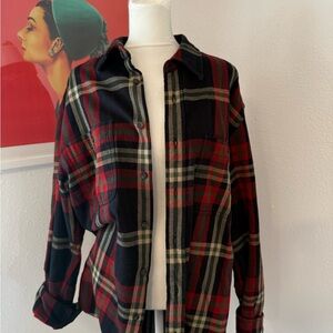 Eddie Bauer Red and Black Plaid Shirt Jacket